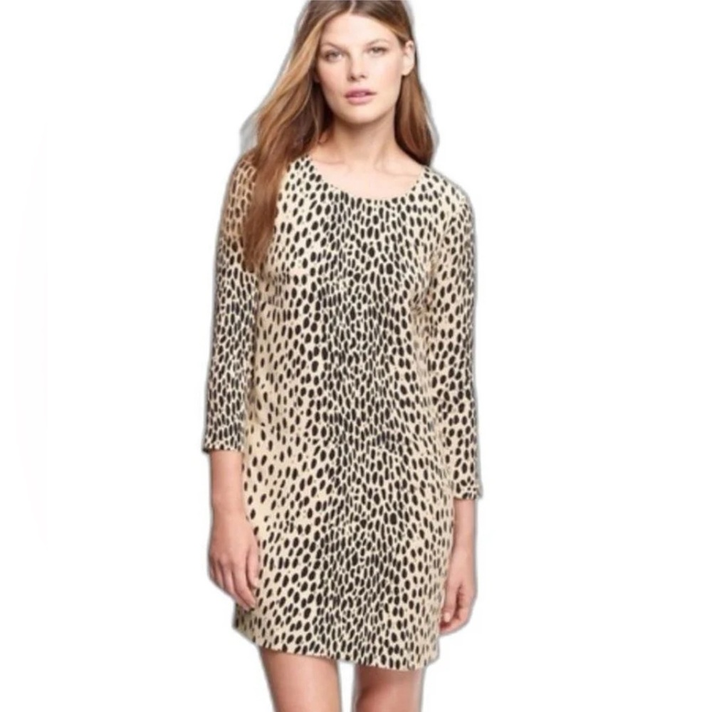 J. Crew Black and Cream Giraffe Patterned Dress NWT